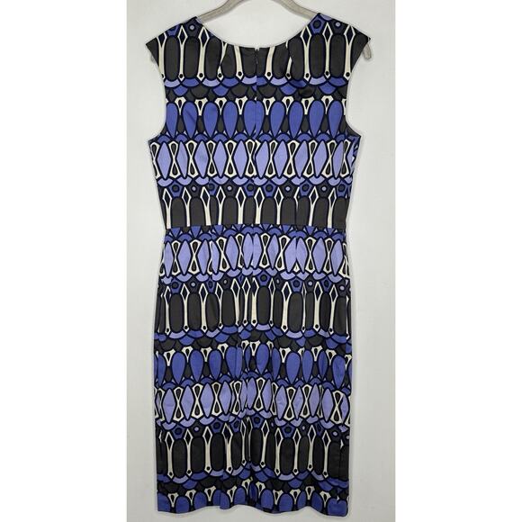 Boden Women’s Blue Geometric Print V Neck Sheath Sleeveless Dress Size 2 - Picture 6 of 6